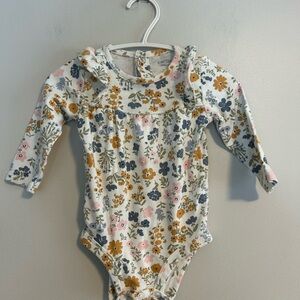 Carter's 3/6m yellow & blue Floral Long Sleeve Onesie